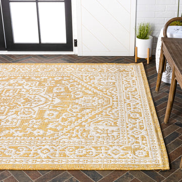 Sinjuri Medallion Textured Weave Indoor/outdoor Area Rug